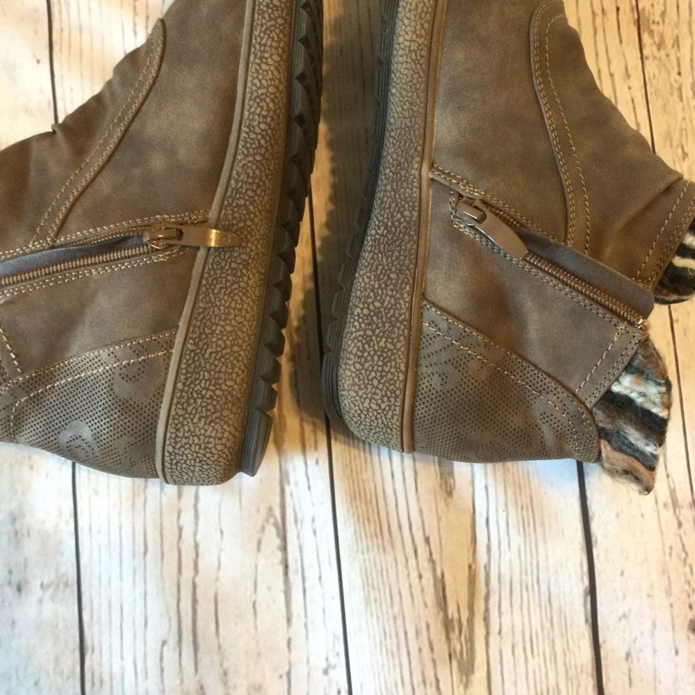 Patrizia by Spring Step Brown Ankle Boots Tracie Fur Lining  Zip casual 10 - Picture 9 of 10